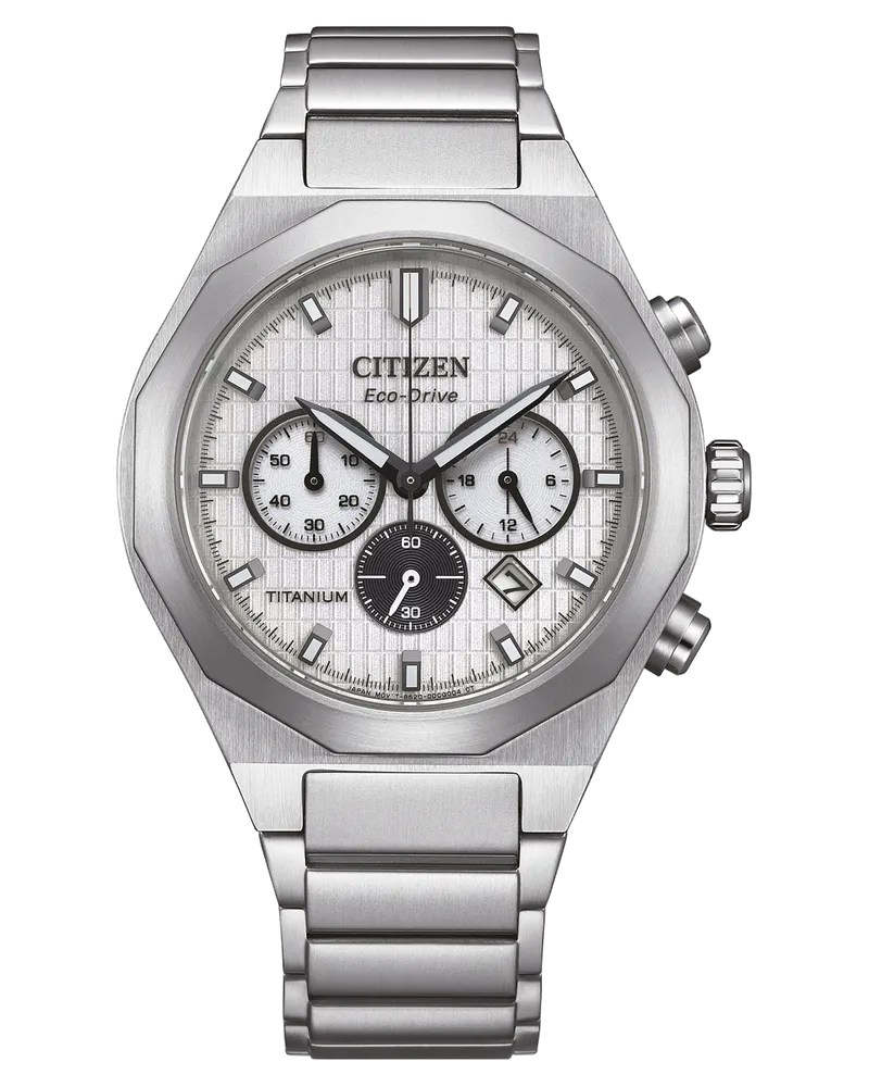 Citizen Zenshin Senkei Super Titanium™ Chronographen mit Eco-Drive Herrenuhr CA4690-51A Weiß