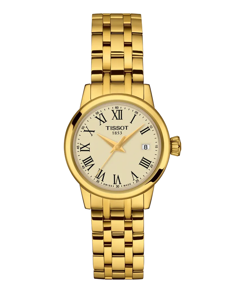 Tissot Classic Dream 28mm, Schweizer Quarzwerk, Gold Damenuhr T129.210.33.263.00 Elfenbeinweiß