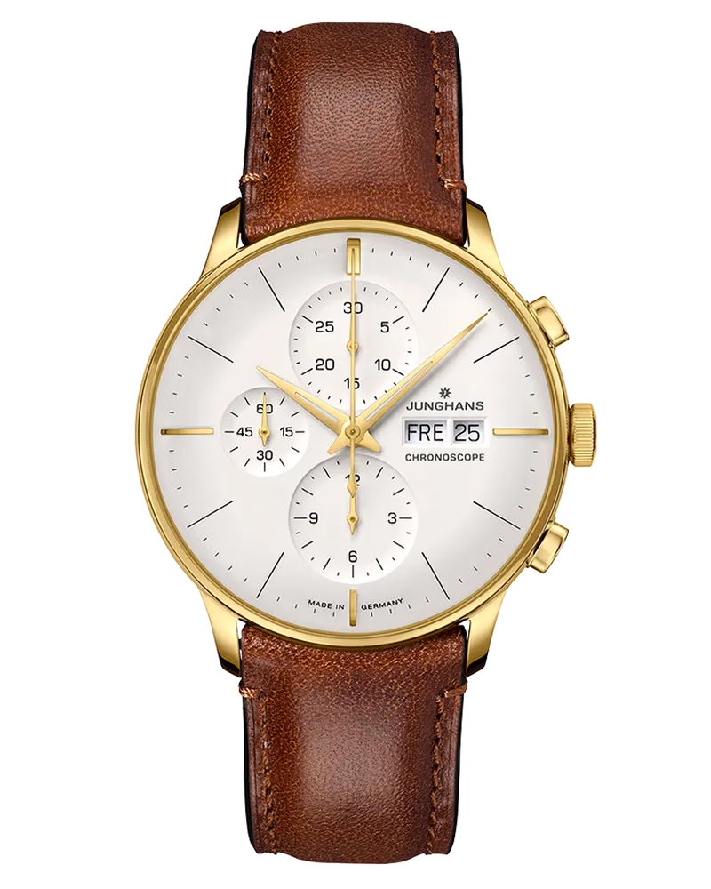 Junghans Meister Chronoscope, Automatikwerk, Lederband braun Herrenuhr 27/7620.02 