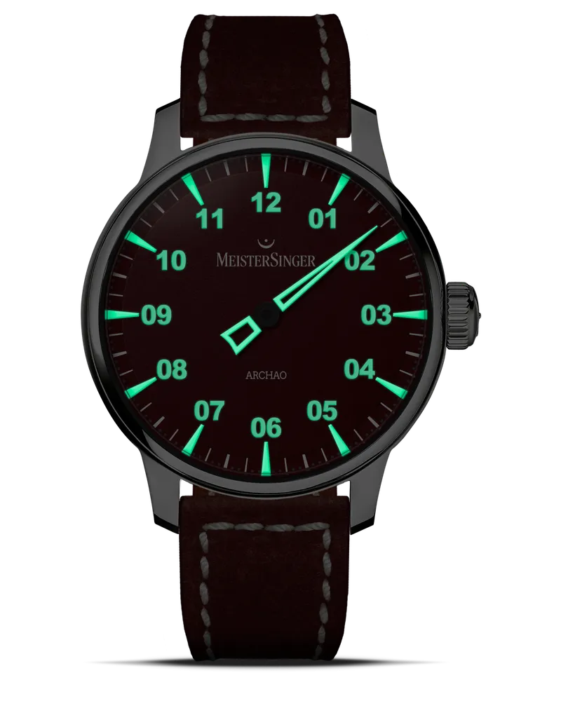 MeisterSinger Archao DLC, Rot, Automatikwerk, 43mm, Lederband Herrenuhr AR911BL Rot