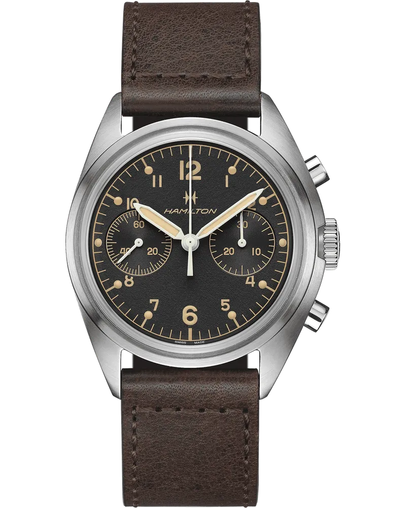 HAMILTON Khaki Pilot Pioneer Mechanical Chrono H76409530 Herrenuhr Schwarz