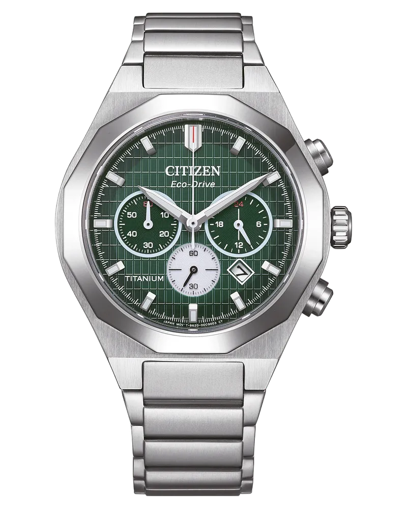Citizen Zenshin Senkei Super Titanium™ Chronographen mit Eco-Drive Herrenuhr CA4691-59X Grün