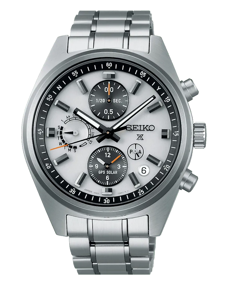 Seiko Prospex Speedtimer Solar GPS Chronograph Dual Time Herrenuhr SSH165J1 Weiß
