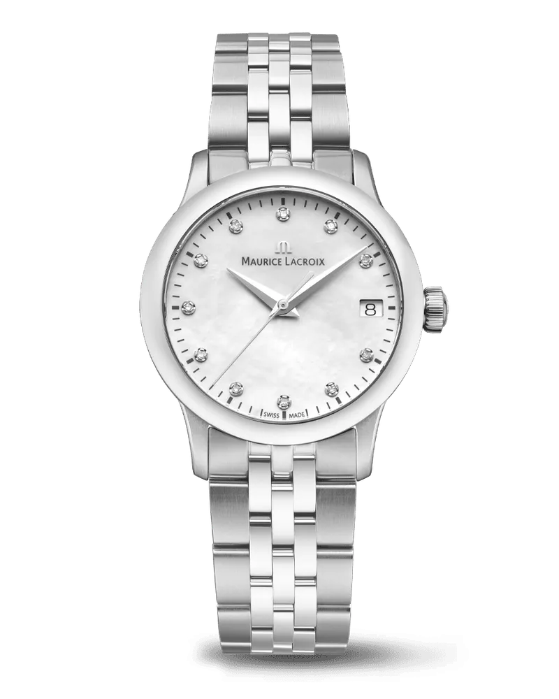 Maurice Lacroix 1975 Quartz 33mm, Quarzwerk, 11 Diamanten Damenuhr 751006-SS002-170-1 