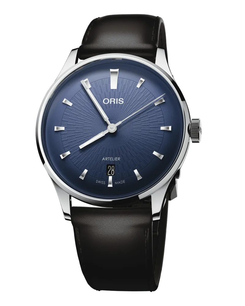 ORIS Artelier Date 38mm Lederband Automatik Blau Herrenuhr 01 733 7810 4055-07 6 20 17FC Blau