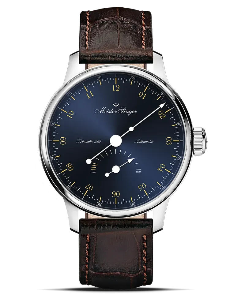 MeisterSinger Primatic 365 Sonnenschliff Stahlblau mit Gold Herrenuhr PR365917G Blau