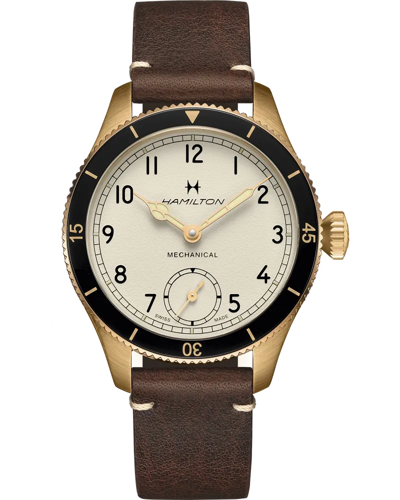 HAMILTON Khaki Aviation Pilot Pioneer Mechanical 43mm Herrenuhr H76709510 Elfenbeinweiß