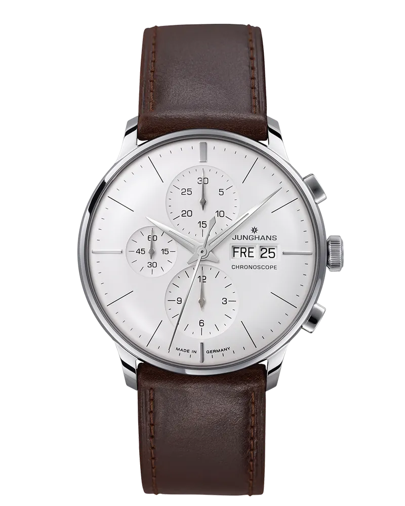 Junghans Meister Chronoscope Saphirglas Herrenuhr 027/4120.02 Silber