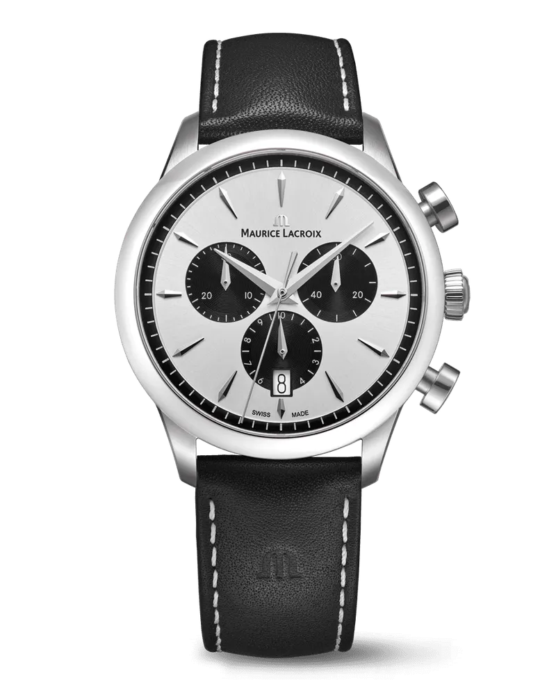 Maurice Lacroix 1975 Quartz Chronograph Silber/Schwarz 40MM Herrenuhr 751038-SS001-130-2 Schwarz