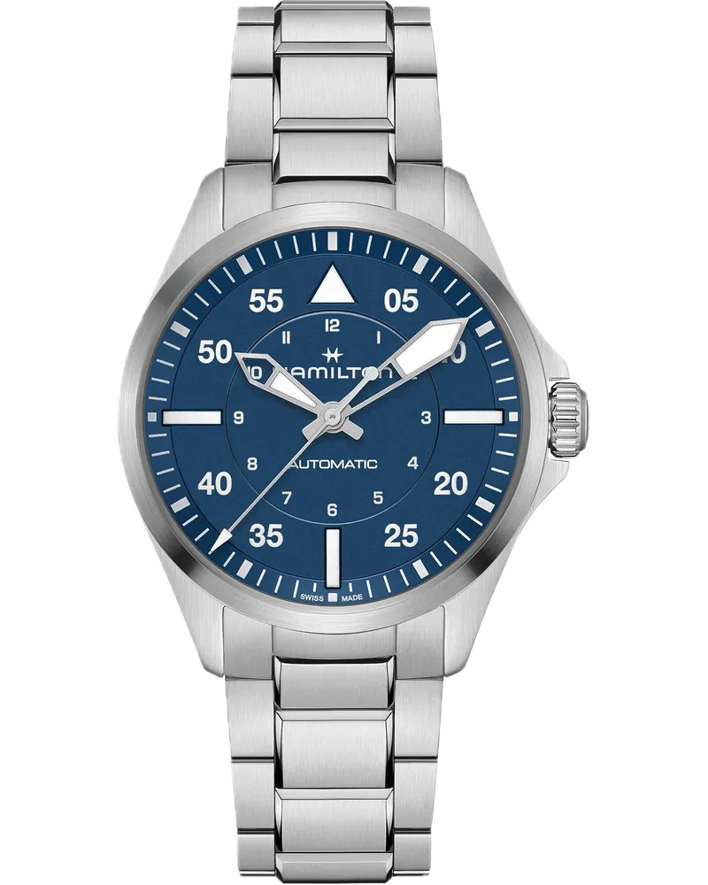 HAMILTON Khaki Aviation Pilot Auto 39mm Edelstahl, Saphirglas, Blau Herrenuhr H76305140 Blau