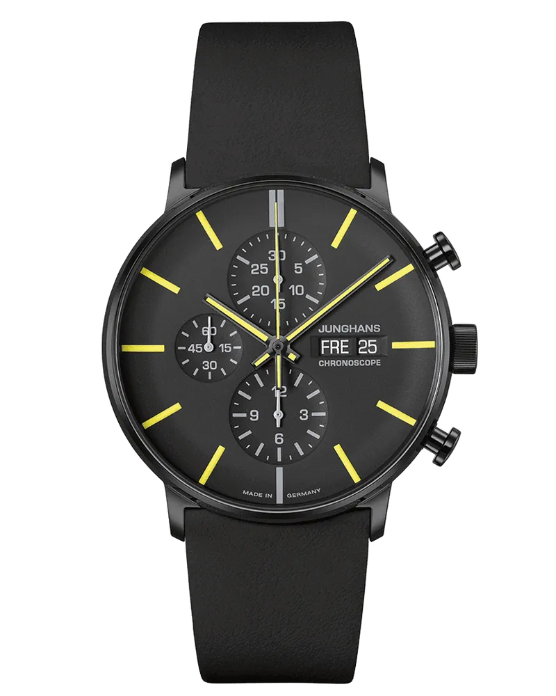 Junghans FORM A Chronoscope Herrenuhr 27/4473.02 Schwarzgelb