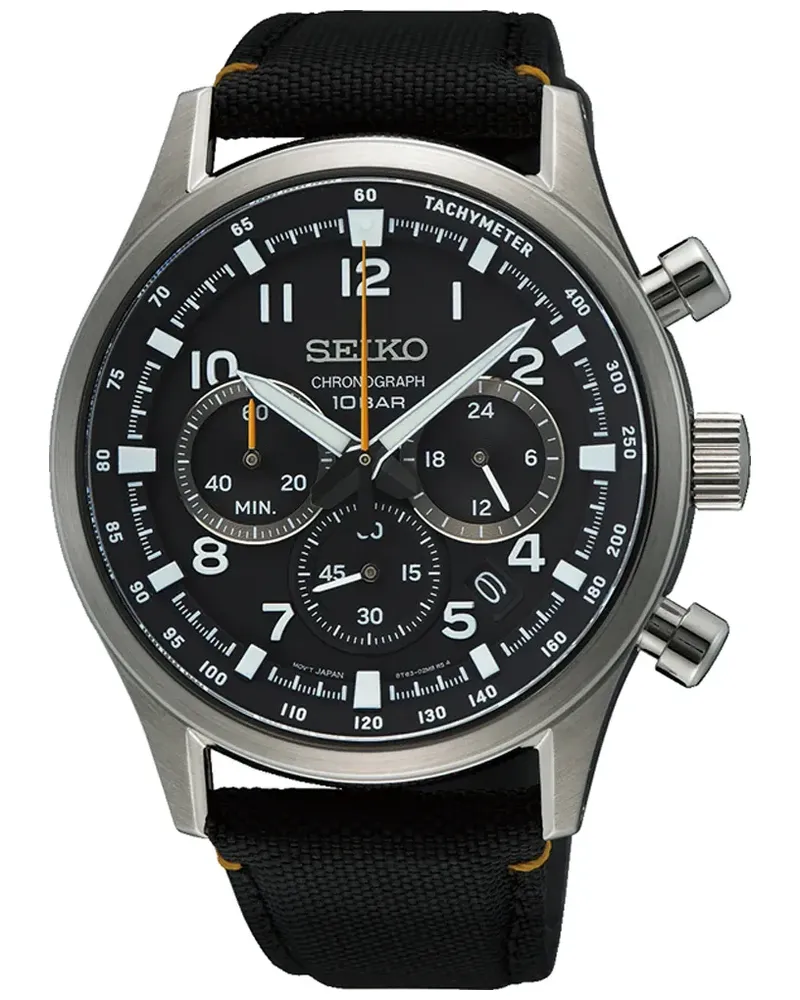 Seiko Sport Quarz Chronograph Herrenuhr SSB449P1 Schwarz