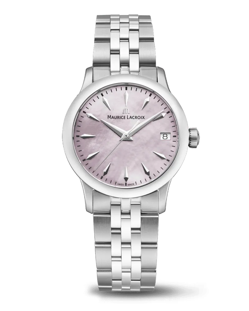Maurice Lacroix 1975 Quartz 33mm, Quarzwerk, Rosa, Edelstahlband Damenuhr 751006-SS002-560-1 