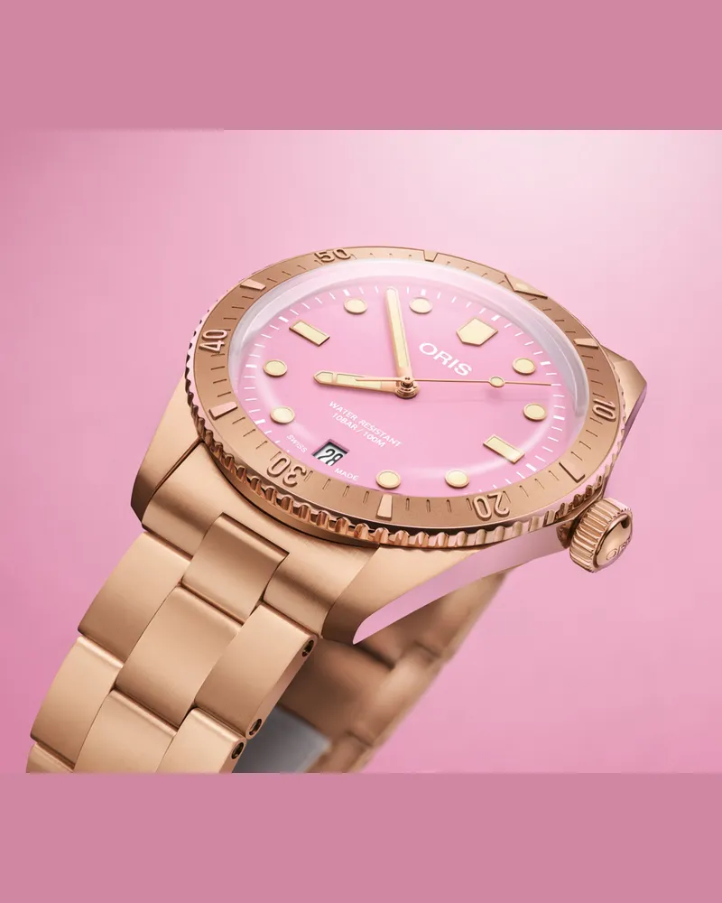 ORIS Divers Sixty‑Five Cotton Candy 38mm Bronze Rosa Herrenuhr 01 733 7771 3158-07 8 19 15 Rosa