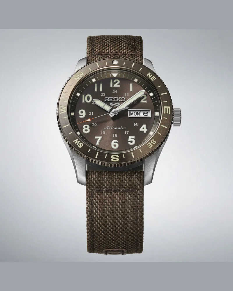 Seiko 5 Sports Field series 41mm, Nylonband, Automatik, Braun Herrenuhr HDB009K1 Braun