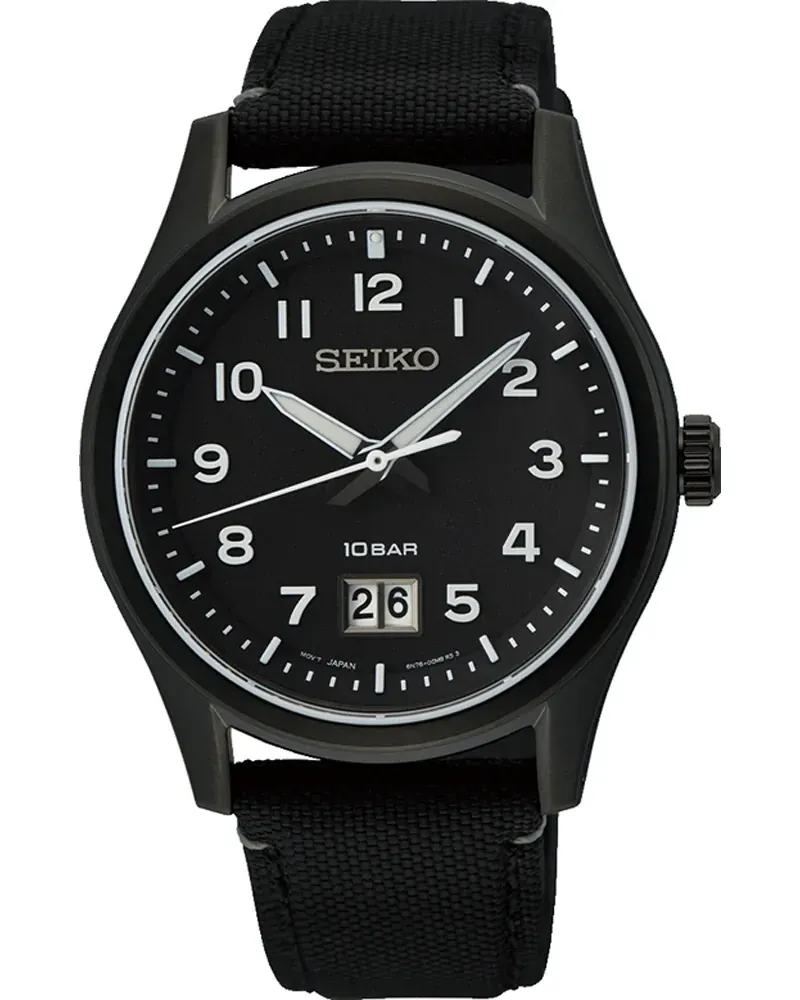 Seiko Klassik Quarz Herrenuhr SUR571P1 Schwarz