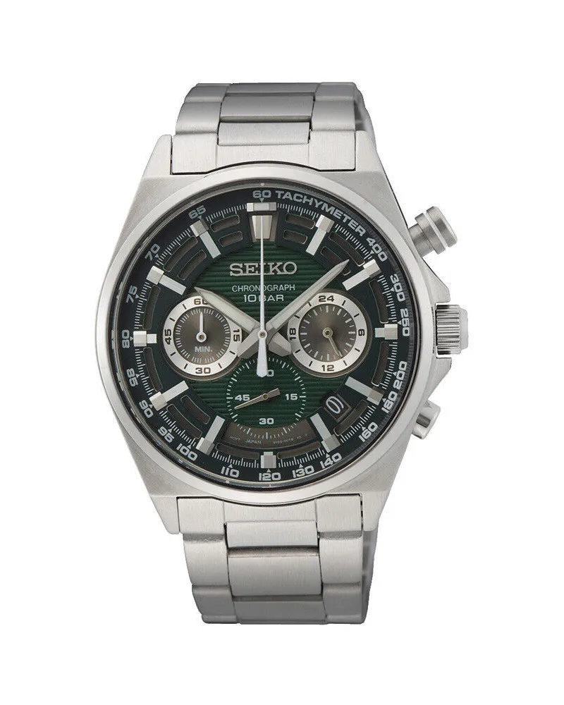 Seiko Chronograph mit Tachymeter Herrenuhr SSB405P1 Grün