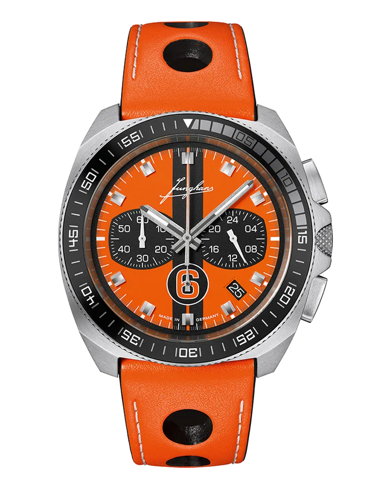 Junghans 1972 Chronoscope Sports Edition 2026, Orange, Quarzwerk, Limited Edition Herrenuhr 41/4557.00 Orange