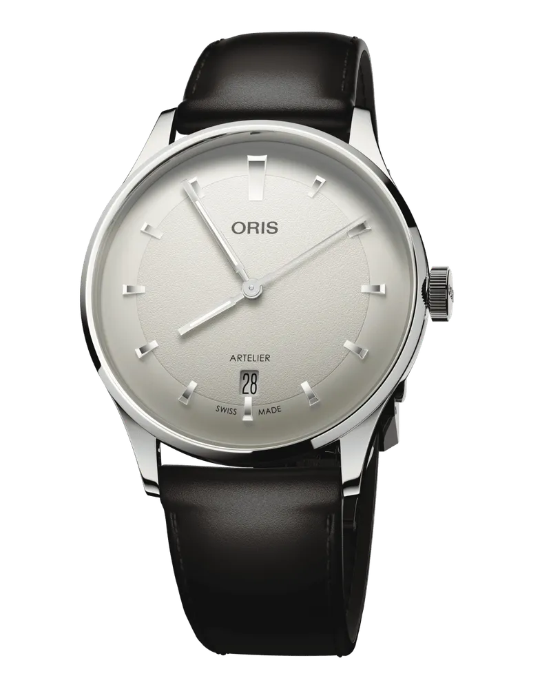ORIS Artelier Date 38mm Automatik Lederband Weiß Herrenuhr 01 733 7810 4051-07 6 20 17FC Weiß