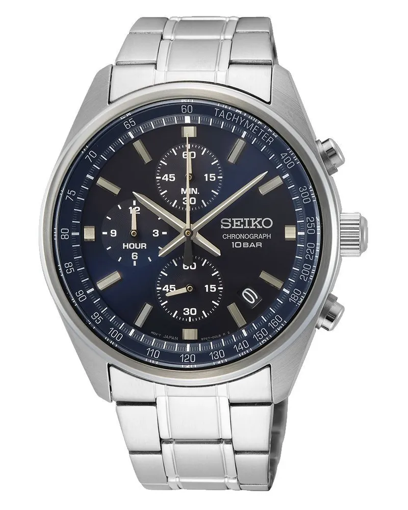 Seiko Chronograph Quarz Herrenuhr SSB377P1 Schwarz