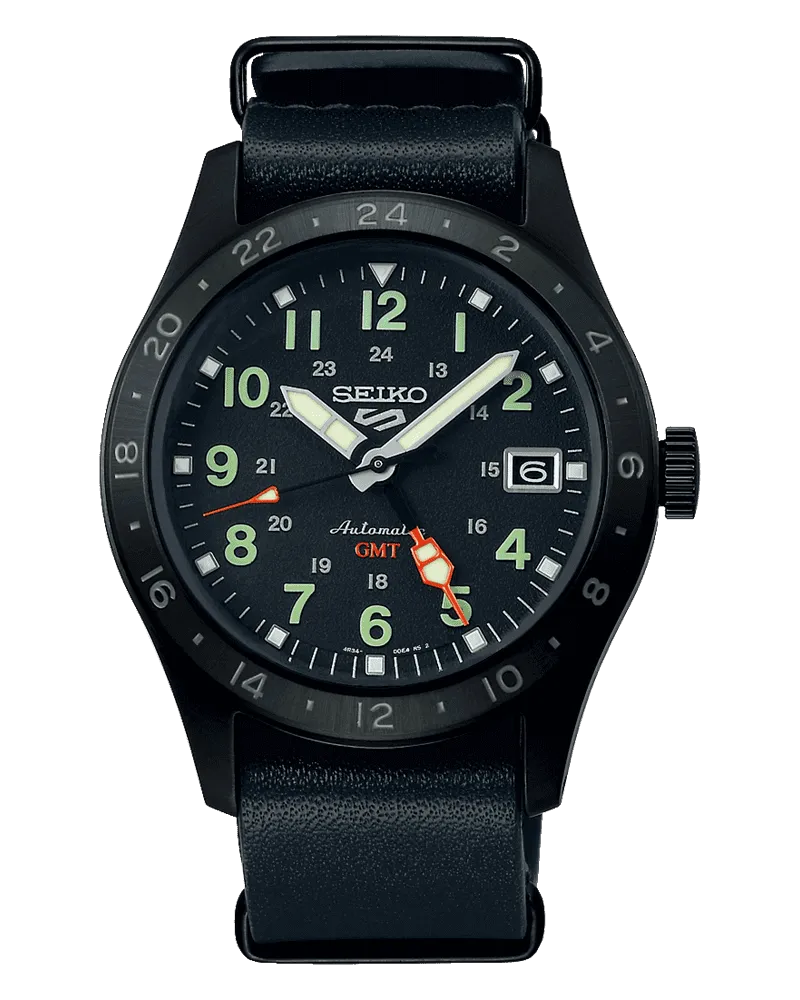 Seiko SSK025K1 5 Sports GMT Field Street Style Herrenuhr Schwarz
