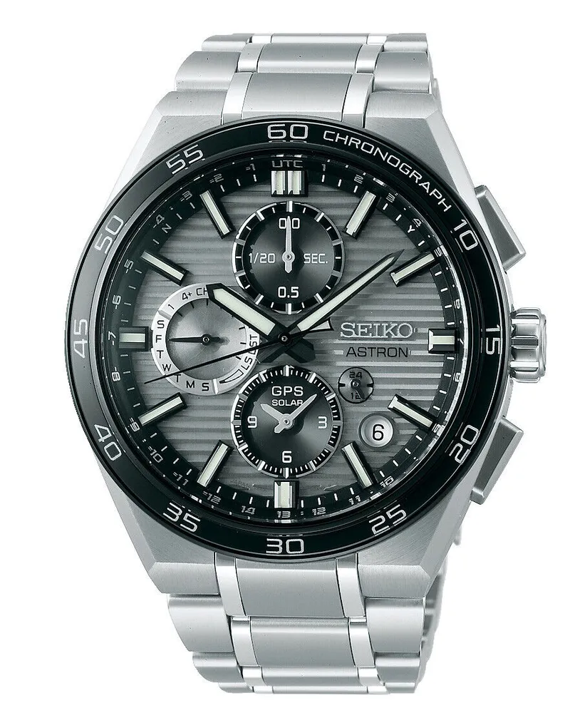 Seiko Astron GPS Solar Dual Time Chronograph Herrenuhr SSH177J1 Grau