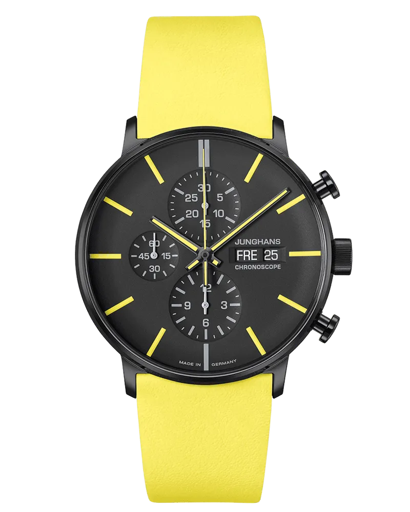 Junghans FORM A Chronoscope Herrenuhr 27/4473.00 Schwarzgelb