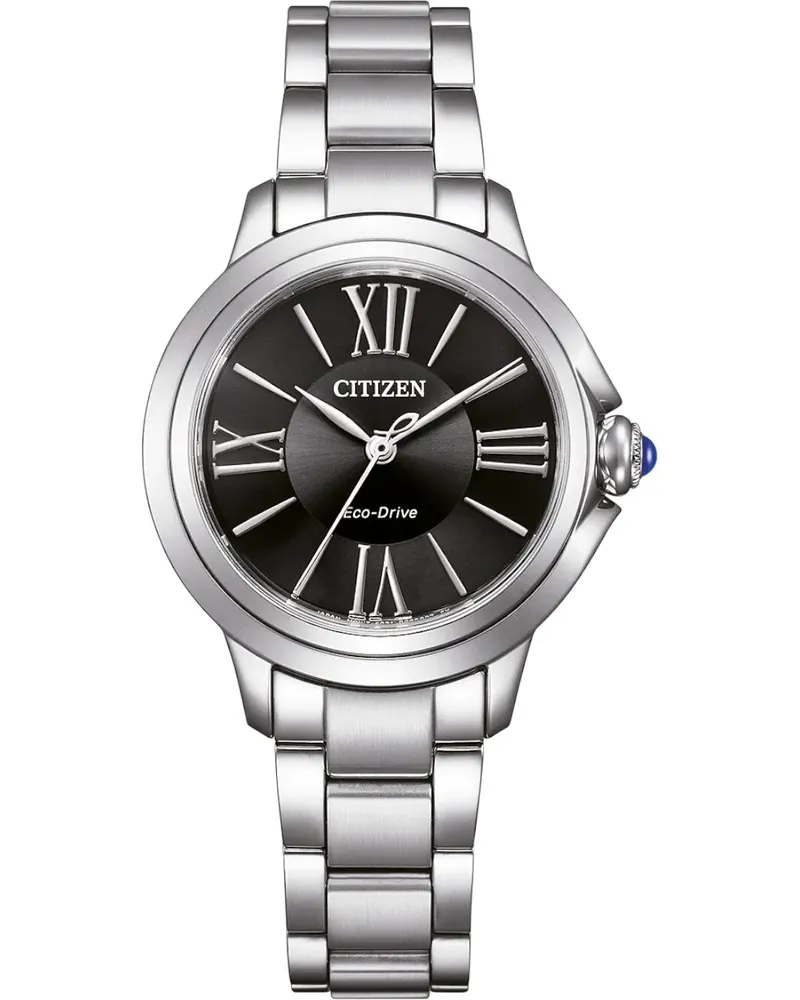 Citizen L - Eleganz  Eco-Drive, Analog Quartz, Edelstahlband, Schwarz Damenuhr EM1160-58E Schwarz