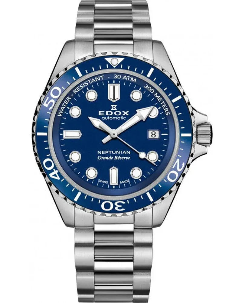 Edox Neptunian Grande Réserve Date Automatic Herrenuhr 80801-3BUM-BUIN Blau