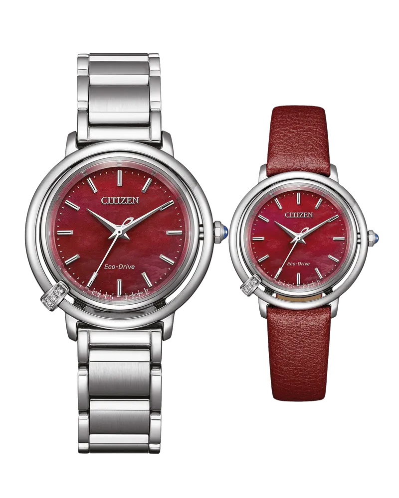 Citizen Eco-Drive Analog ARCLY-Kollektion Damenuhr inklusive Wechselarmband EM1090-78X Rot