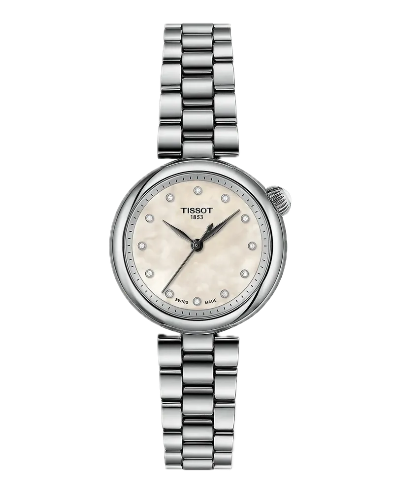 Tissot Desir 28mm, 12 Diamanten, Perlmuttzifferblatt, Schweizer Quarzwerk Damenuhr T152.010.11.116.00 Weiß