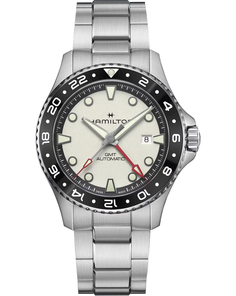 HAMILTON KHAKI NAVY SCUBA AUTOMATIC GMT 43MM Herrenuhr H82555150 Silber