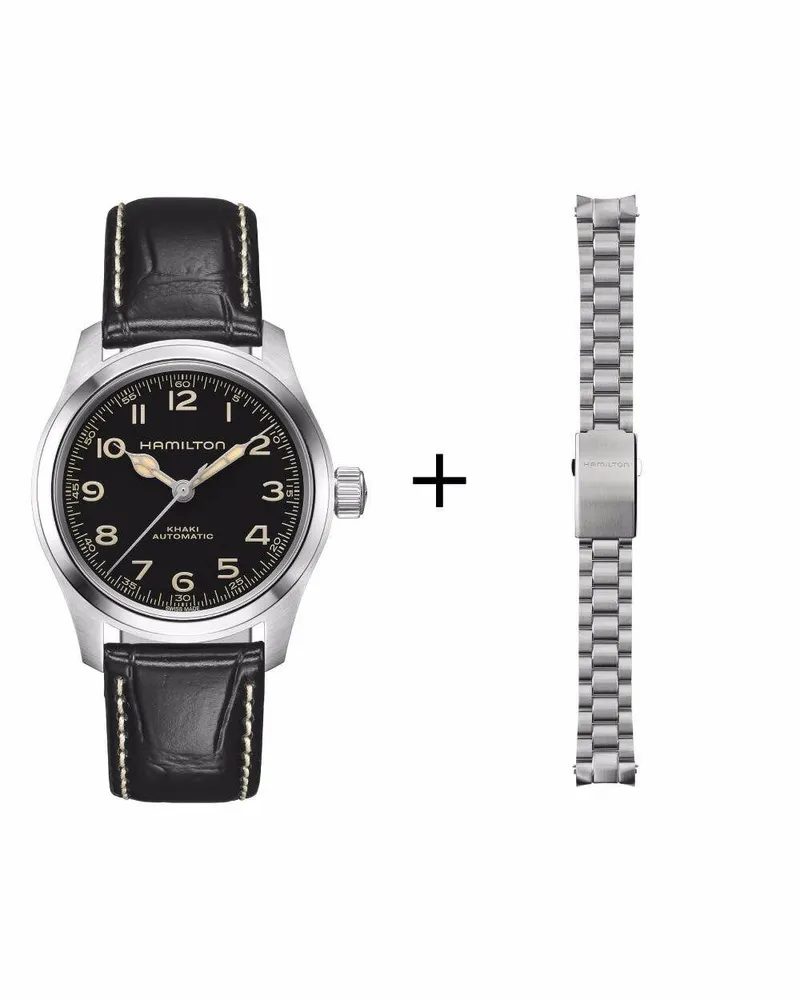 HAMILTON Khaki Field Murph Automatik H70405730 Set mit Edelstahl Band Schwarz