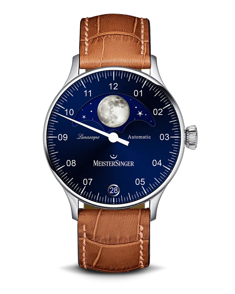 MeisterSinger Lunascope Automatik MS Luna Herrenuhr LS908 Blau