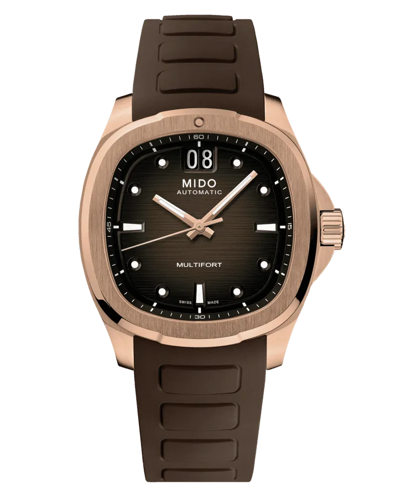 Mido Multifort TV braun Roségold Big Date Herre 