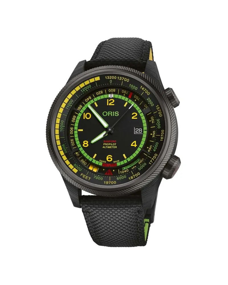 ORIS Bamford ProPilot Altimeter Mission Control Limited Edition Herrenuhr 01 793 7775 8724 Grünschwarz