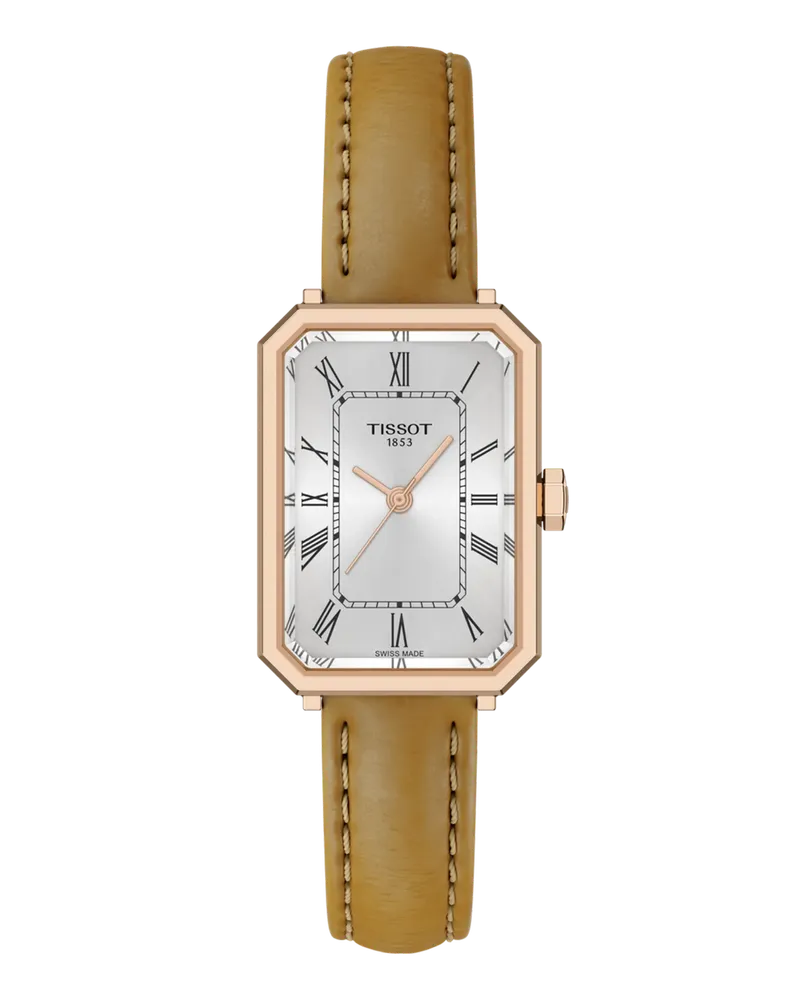 Tissot SRV 30mm, Schweizer Quarzwerk, Lederarmband Braun Damenuhr T160.110.36.033.00 Silber