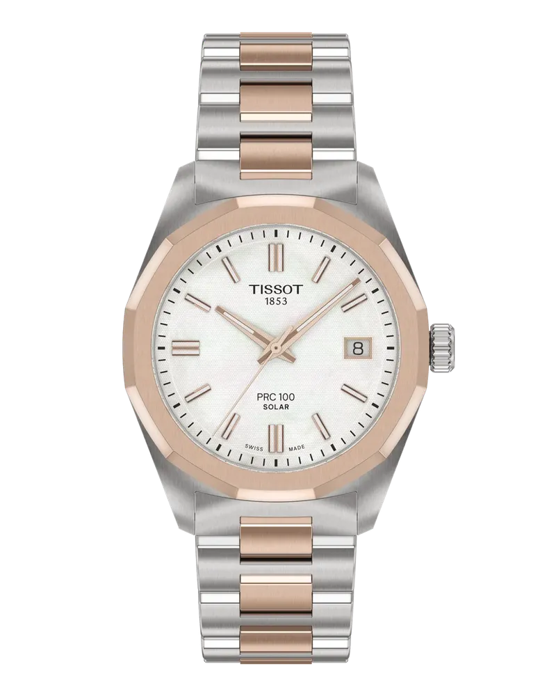 Tissot PRC100 Solar Quartz 34mm Bicolor Damenuhr T151.822.22.111.00 Weiß