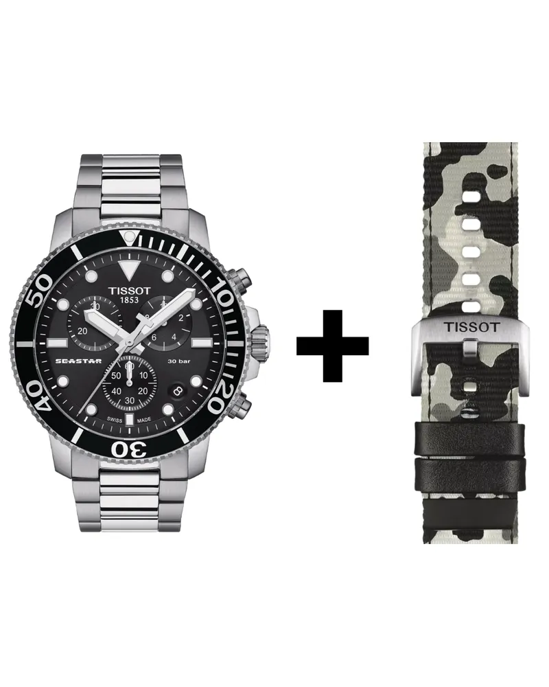 Tissot SEASTAR 1000 Herrenuhr T120.417.11.051.00 SET CAMOUFLAGE Textilband Schwarz