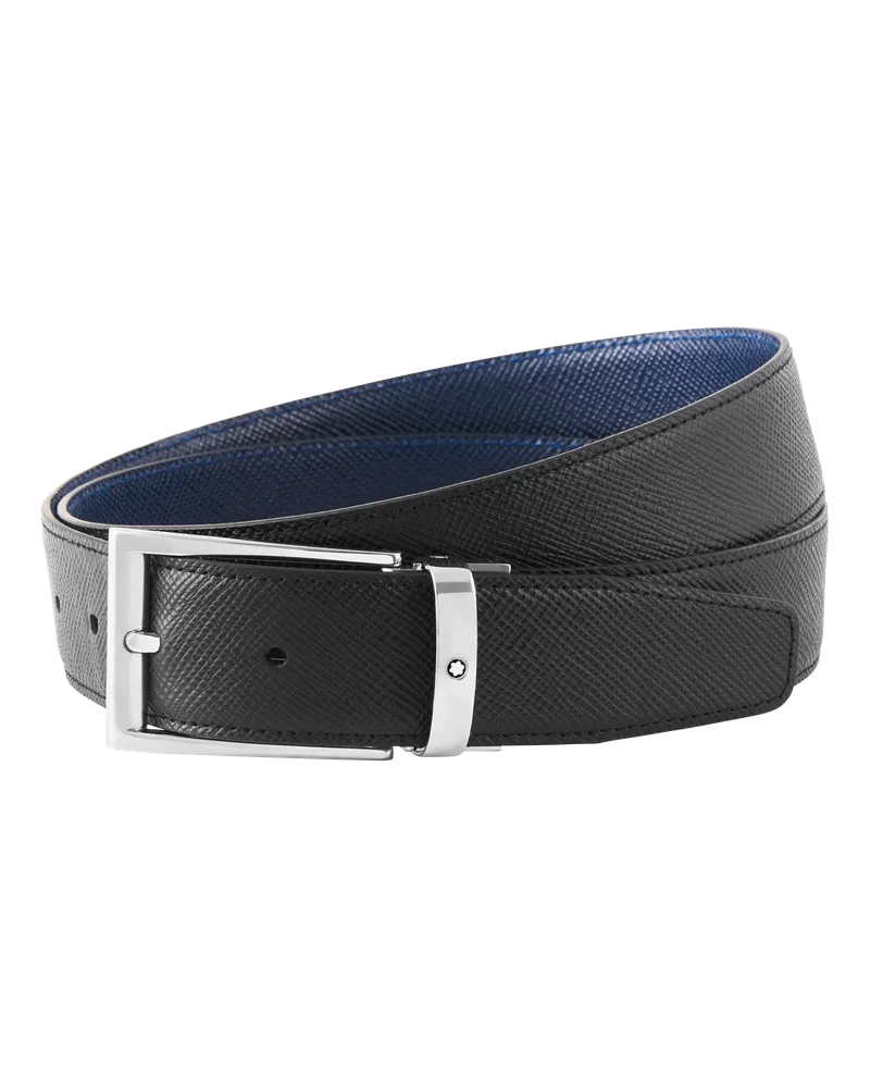Montblanc Gürtel aus wendbarem Leder in Schwarz/Blau, 35 mm - Schwarz | Blau - MB118438 - Gürtel Schwarz