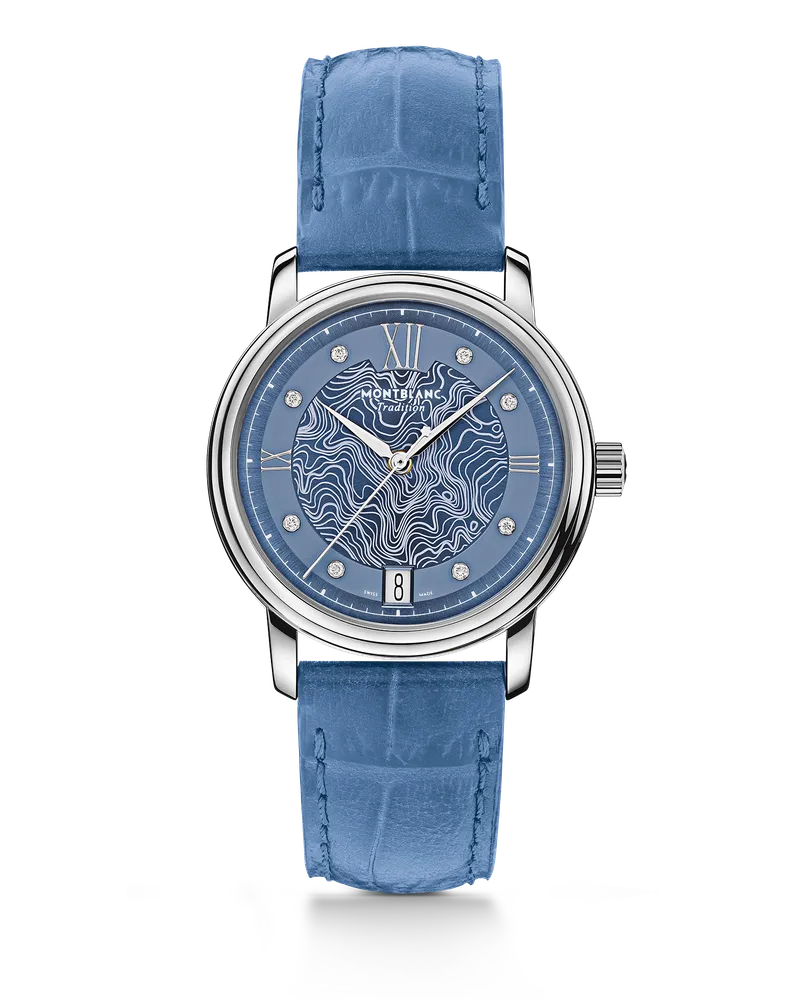Montblanc Montblanc Tradition Automatic Date Hellblau - Stahl - MB131296 - Uhr Hellblau