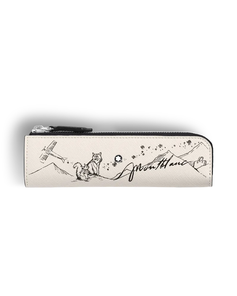 Montblanc Happy Holidays Etui für 1 Schreibgerät mit Reißverschluss - Elfenbein - Leder - MB221233 - Schreibgeräteetuis Elfenbein