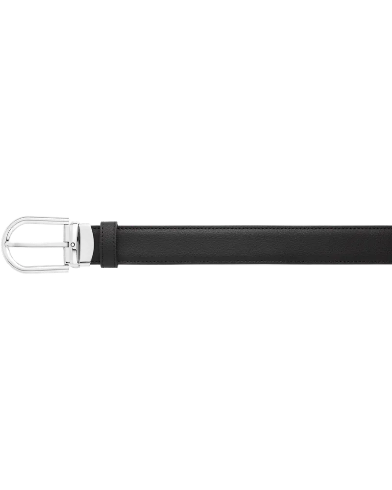 Montblanc Gürtel aus wendbarem Leder in Schwarz/Braun mit hufeisenförmiger Schließe, 30 mm - Schwarz | Braun - Leder - MB128757 - Gürtel Schwarz