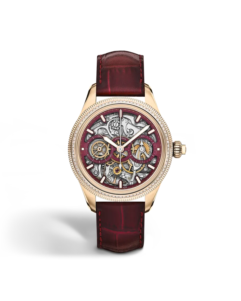 Montblanc Minerva The Unveiled Secret Limited Edition - 18 Exemplare - Weinfarben - Roségold - MB136384 - Uhr Weinfarben