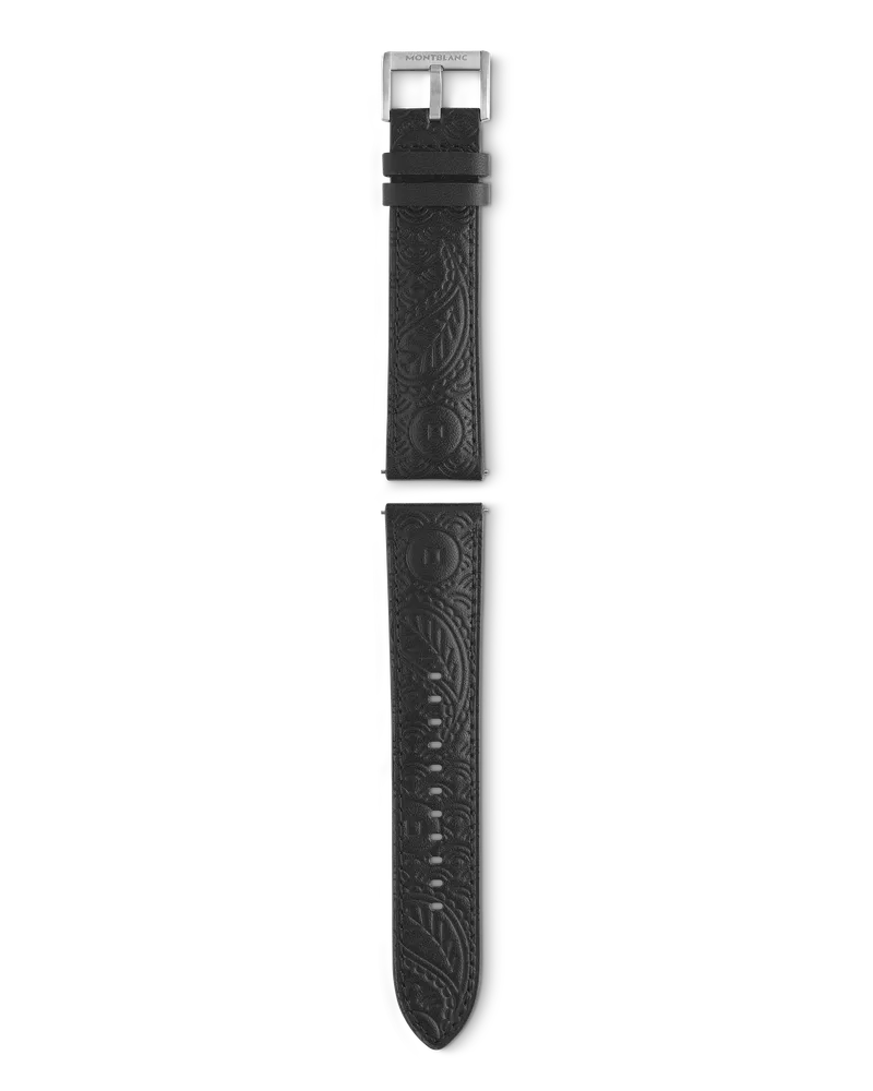 Montblanc Around the World in 80 Days Year 2 Edition - Kalbslederarmband mit grauer Dornschließe - Schwarz - Kalbsleder - MB131811 - Smart Armbänder Schwarz