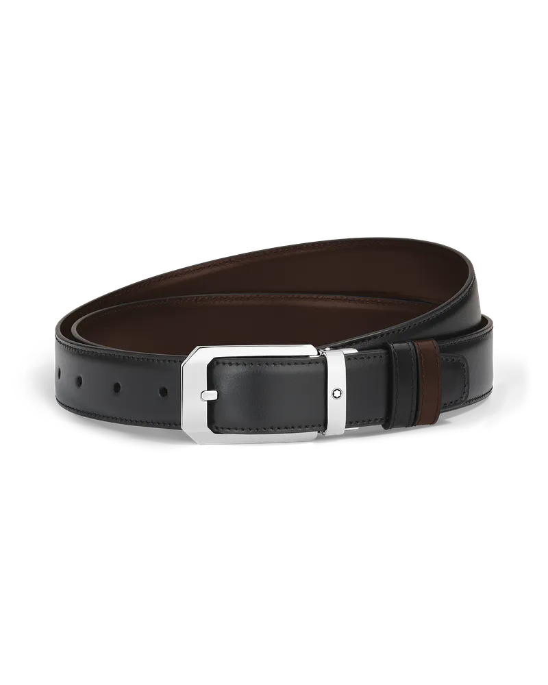 Montblanc Wendbarer Gürtel mit Trapezschließe 30 mm aus Meisterstück Leder - Schwarz/Ebenholz - Leder - MB223968 - Gürtel Schwarz