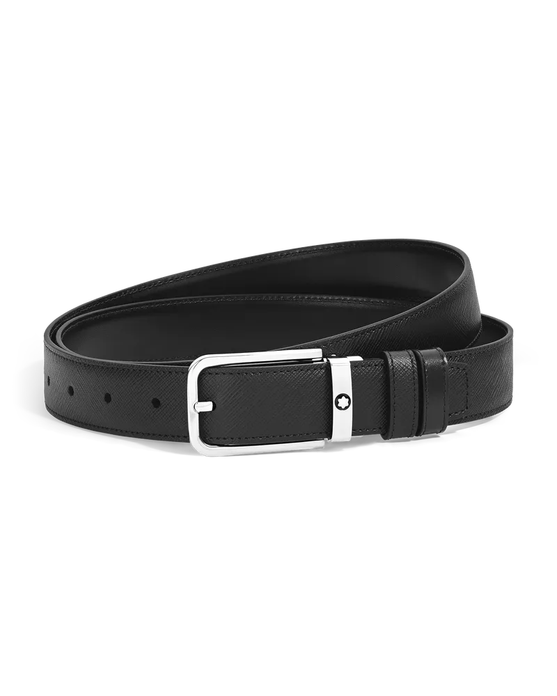 Montblanc Wendbarer Gürtel mit rechteckiger Schließe 30 mm aus Sartorial Leder - Schwarz - Leder - MB223409 - Gürtel Schwarz
