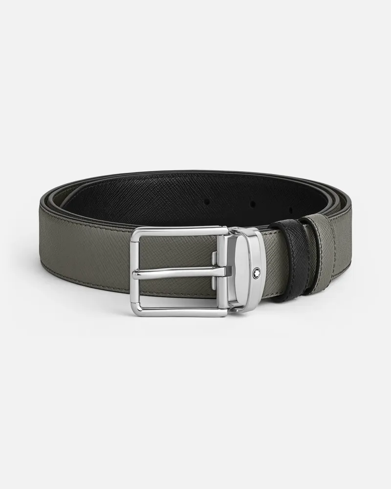 Montblanc Wenderiemen Aus Leder In Mittelgrau/schwarz, 30 Mm - Gürtel - Grau / Schwarz Grau