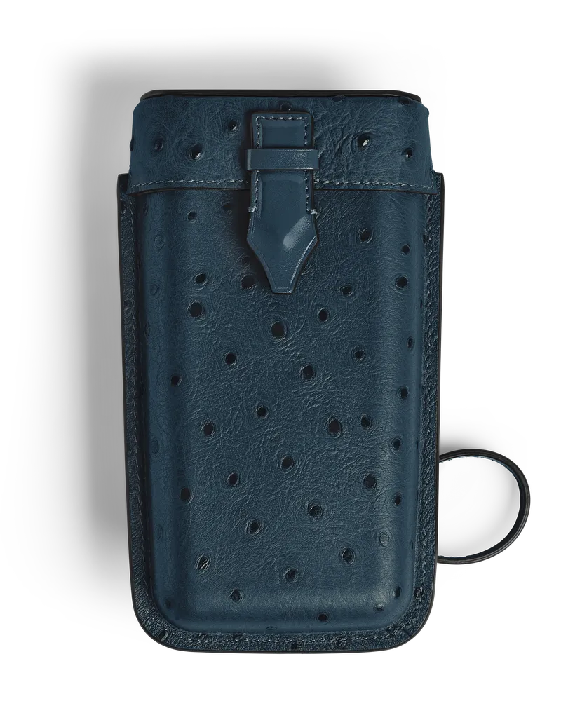 Montblanc Multifunktionales Etui mit Federdetail aus Leder mit Straußenprägung - Samtblau - Leder - MB220478 - Taschenaccessoires Samtblau