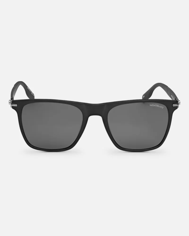 Montblanc Eckige Sonnenbrille Mit Schwarzer Azetatfassung - Sonnenbrillen - Schwarz Schwarz